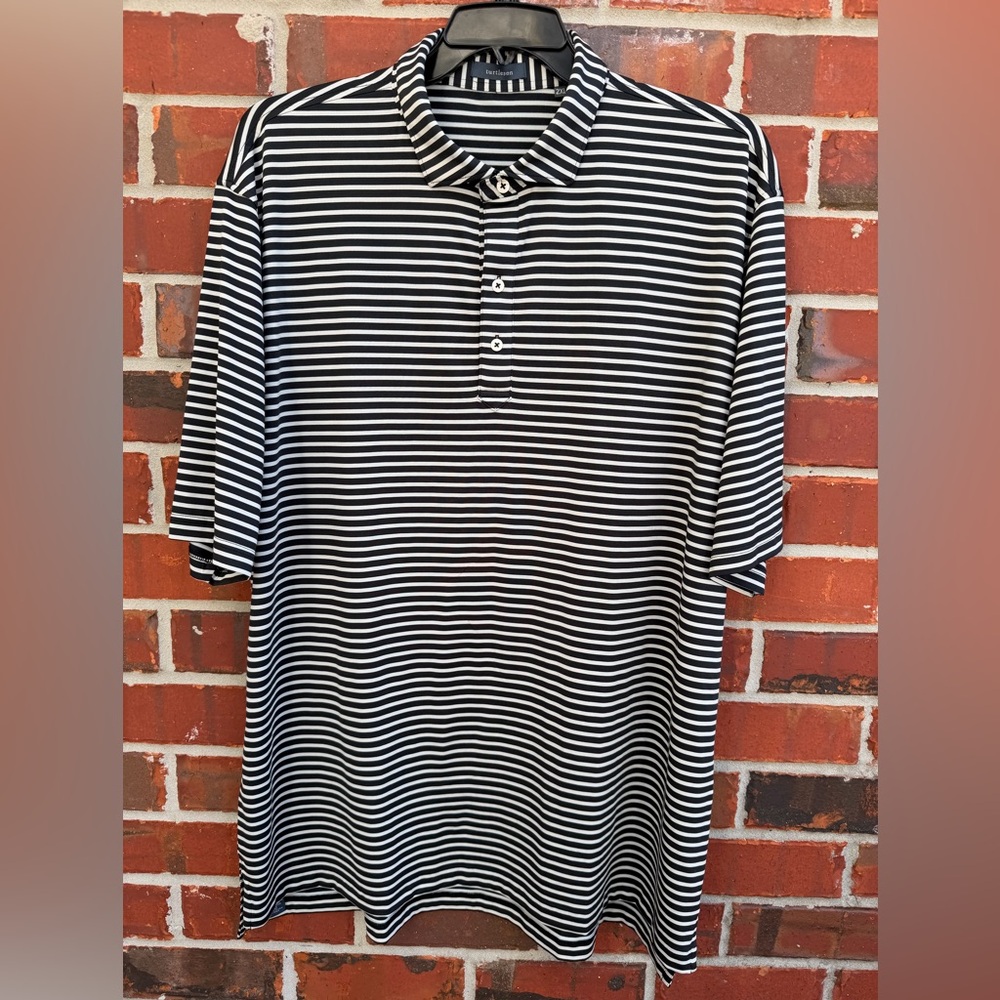 Turtleson Performance Black and Tan Striped 2XL Short Sleeve Golf Polo Shirt T5